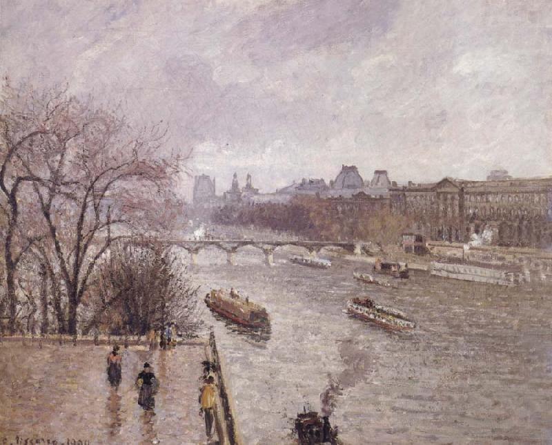 Camille Pissarro The Louvre,morning,rainy weather oil painting picture
